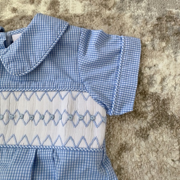 Stitchy Fish Blue Smocked Bubble - Picture 3 of 5